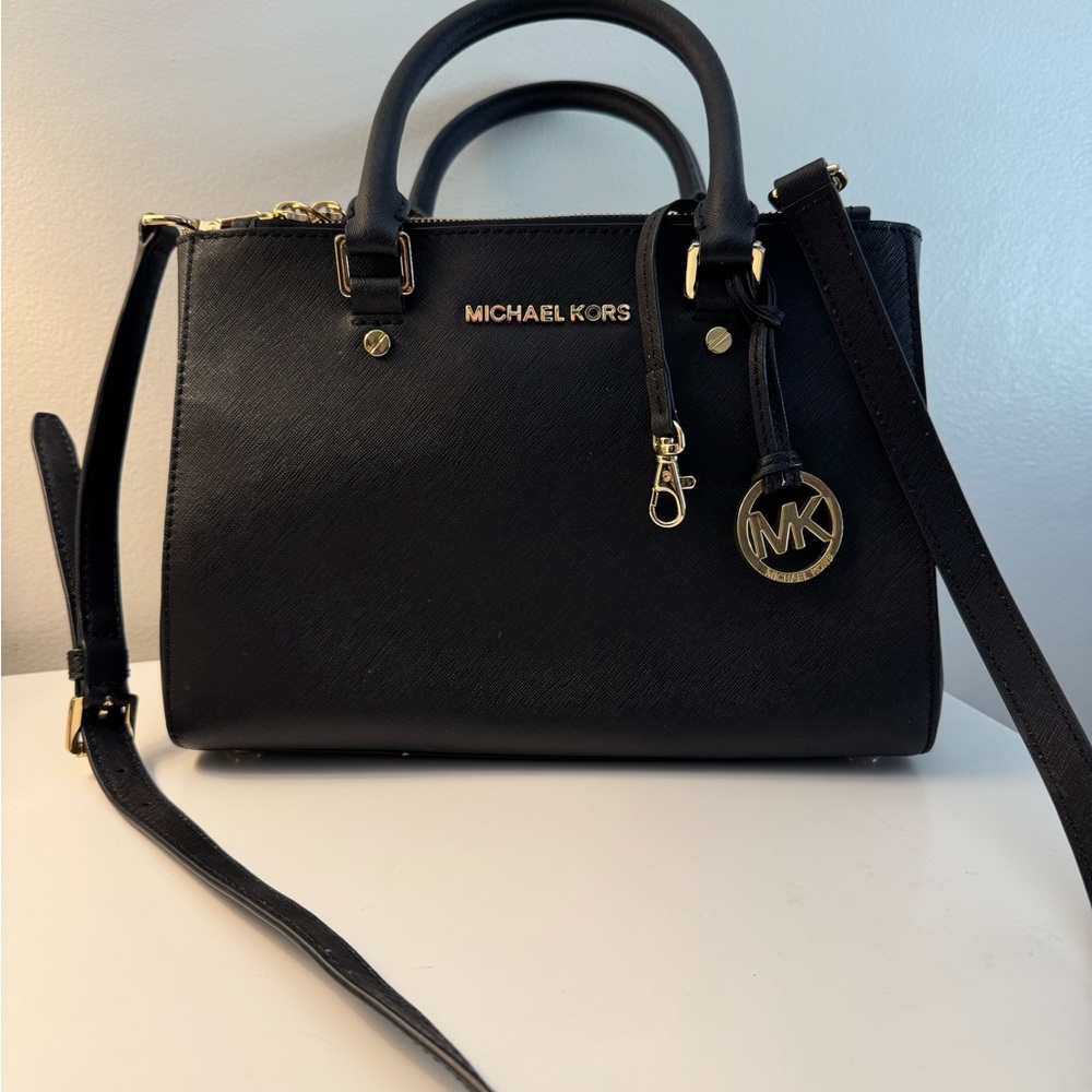 Michael Kors Black Satchel with Gold Hardware
